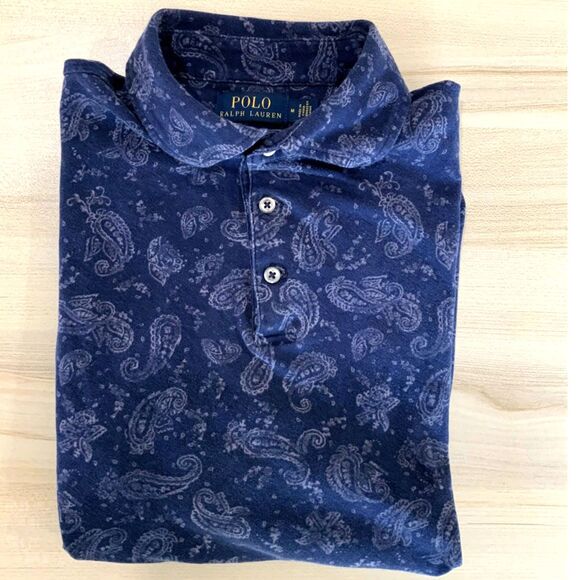 Men's Paisley Navy/Grey Polo By Polo Ralph Lauren Size M - Picture 3 of 7